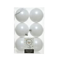 Decoris kerstballen - 6x st - wit - 8 cm - kunststof - kerstversiering