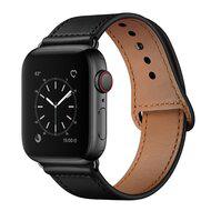 Leren bandje - Zwart - Geschikt voor Apple Watch 38mm / 40mm / 41mm - thumbnail