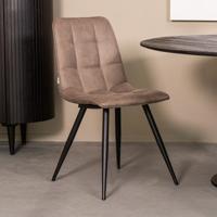 LABEL51 Eetkamerstoel Bistro - Taupe - Micro Suede - Black Frame