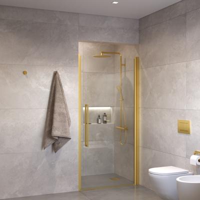 Sanivo Suno Nisdeur draaideur 70 cm Geborsteld Messing Goud Helder Glas 8 mm Nano