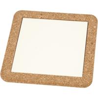 Creativ Company Onderzetter met lijst van kurk, afm 15,5x15,5x1 cm, wit, 2 stuk/ 1 doos