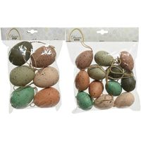 36x stuks decoratie paaseieren hangend - 6 cm - 9 cm - kunststof