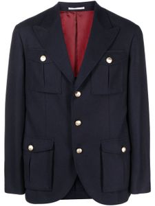 Brunello Cucinelli blazer en laine mélangée à simple boutonnage - Bleu