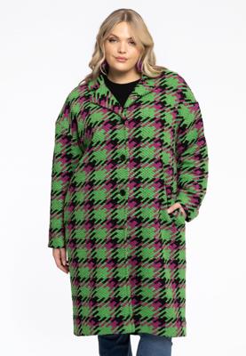 Yoek Jas bouclé CHECK | Groen | Maat 42/44