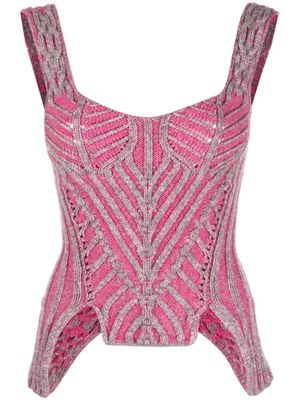 Paolina Russo haut en maille à bords contrastants - Rose