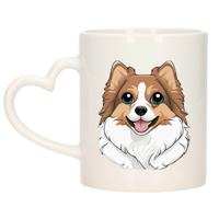 Cadeau mok voor honden liefhebbers - Pomeriaan - hartje - Cartoon - keramiek - 300 ml