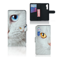 Xiaomi Mi Note 10 Lite Telefoonhoesje met Pasjes Witte Kat - thumbnail