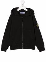 Stone Island Junior hoodie zippé à patch logo - Noir