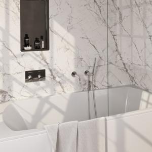 Inbouwthermostaat set Brauer Carving Met Drukknoppen Incl Baduitloop Chroom (Keuze Handdouche)