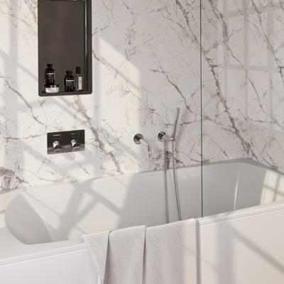 Inbouwthermostaat set Brauer Carving Met Drukknoppen Incl Baduitloop Chroom (Keuze Handdouche)