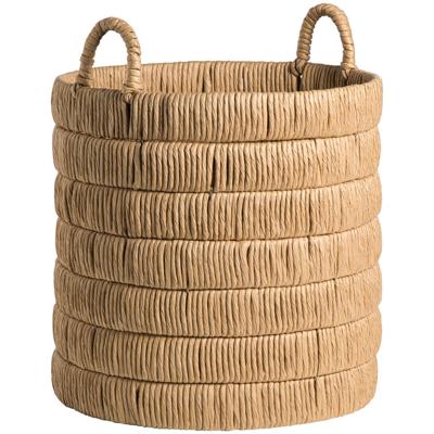 2e Halve Prijs Leen Bakker - Mand Douze Naturel - 52,5xØ40 Cm - Metaal/Papier - Bruin - H52.5 Cm