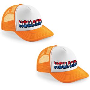 4x stuks oranje/ wit Holland snapback cap/ truckers pet dames en heren - Koningsdag/ EK/ WK petjes