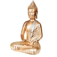 Boeddha beeld - goud - 35 cm - polystone - voor binnen - boeddhabeeldje Boeddha beeld - goud - 35 cm - polystone - voor binnen - boeddhabeeldje