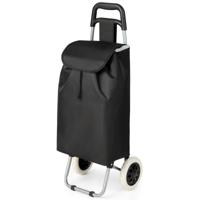 Boodschappenwagen Trolley Winkelwagentje Shopping Trolley met Wielen Inklapbaar tot 35 kg Zwart
