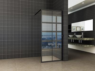 Wiesbaden Maaz inloopdouche met raster en handdoekhouder 10mm nano 120 cm x 200 cm mat zwart