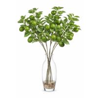 Kunstbloem citrusfruit tak limoen - 2x - 60 cm - groen - losse steel - Kunst zijdebloemen