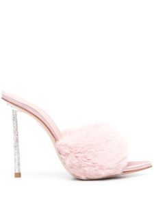 Le Silla mules Bella 105 mm en fourrure artificielle - Rose