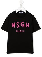 MSGM Kids t-shirt en coton à logo imprimé - Noir