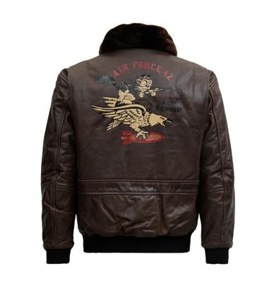 King Kerosin Air Force 42 Aviator Leather Jacket Brown-M