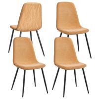 Eetkamerstoelen met chenille bekleding, Karamelbruin / 4er Set