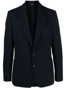 Dolce & Gabbana blazer à logo brodé - Bleu