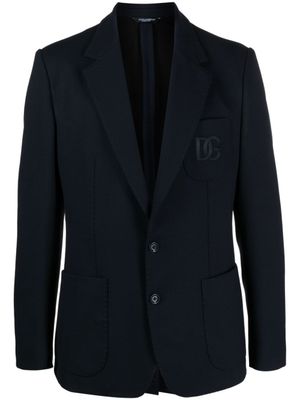 Dolce & Gabbana blazer à logo brodé - Bleu