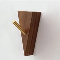 TriLuxe Driehoek Wandhaak - Messing & Massief Hout