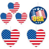 6-delige hou van USA/Amerika versiering set deco hanger en hartjes van 14 cm en 28 cm - thumbnail