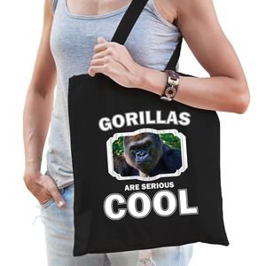 Dieren stoere gorilla tasje zwart volwassenen en kinderen - gorillas are cool cadeau boodschappentas