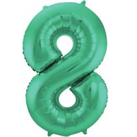Folieballon Mat Groen Cijfer '8' - 86cm Folieballon Mat Groen Cijfer '8' - 86cm