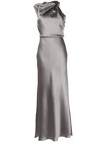 Amsale robe longue asymétrique satinée à design drapé - Gris