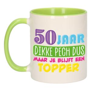 Verjaardag cadeau mok 50 jaar - groen - dikke pech dus - 300 ml - Abraham/Sarah