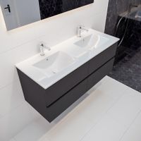 Mondiaz Vica Denia badmeubel antraciet mat 120 cm 4 lades keramiek dubbele spoelbak 2 kraangaten