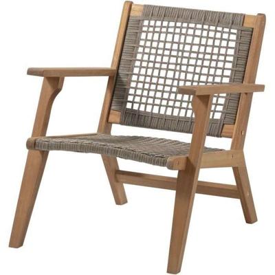 Lage tuinstoel in FSC Acacia hout en riethars - BORA - B60xD76xH73 cm