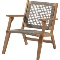 Lage tuinstoel in FSC Acacia hout en riethars - BORA - B60xD76xH73 cm