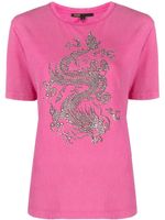 Maje t-shirt imprimé à ornements strassés - Rose