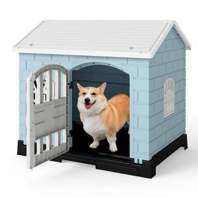 Buiten Hondenhok met Deur & 3 Ramen & Uitneembare Bodem & Hondenhuis Hondenkooi Blauw