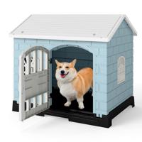 Buiten Hondenhok met Deur & 3 Ramen & Uitneembare Bodem & Hondenhuis Hondenkooi Blauw Buiten Hondenhok met Deur & 3 Ramen & Uitneembare Bodem & Hondenhuis Hondenkooi Blauw