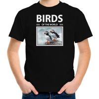 Papegaaiduikers vogel t-shirt met dieren foto birds of the world zwart voor kinderen - thumbnail