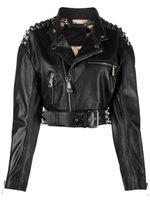 Philipp Plein veste en cuir à coupe courte - Noir - thumbnail