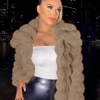 Dusty Pink Fuzzy Open Front Coat - Oversized Flannelette Jacket Camel / L