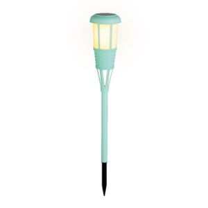 Solar tuinfakkel/tuinlamp turquoise op zonne-energie 61 cm