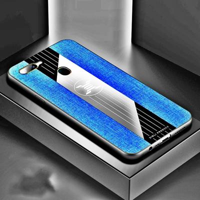 Voor OPPO A7 XINLI stiksels doek Textue schokbestendig TPU beschermhoes (blauw)