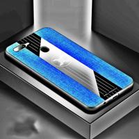 Voor OPPO A7 XINLI stiksels doek Textue schokbestendig TPU beschermhoes (blauw)