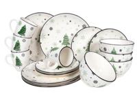 Studio Tavola Kerstservies - Porselein - Groen 16-delig / 4 personen Studio Tavola Kerstservies - Porselein - Groen 16-delig / 4 personen
