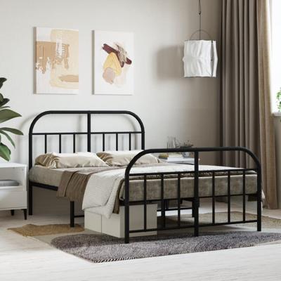 Bedframe met hoofd- en voeteneinde metaal zwart 120x190 cm