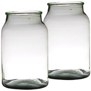 Set van 2x stuks bloemenvazen van gerecycled glas 34 x 22 cm