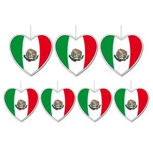 7-delige hou van Mexico versiering set hartjes van 14 cm en 28 cm