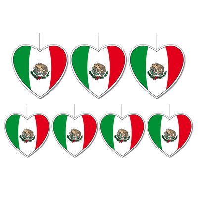 7-delige hou van Mexico versiering set hartjes van 14 cm en 28 cm