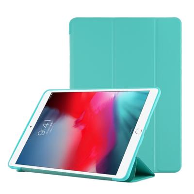 PU plastic bodem geval opvouwbare vervorming links en rechts Flip lederen draagtas met drie voudige beugel & Smart Sleep voor iPad Air3 2019 (mintgroe